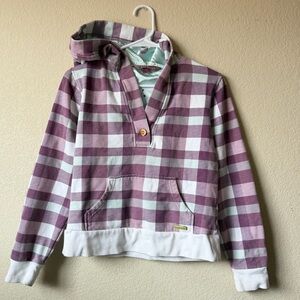 Burton Purple and White/ Currant Checkered Fleece Hoodie sz Small